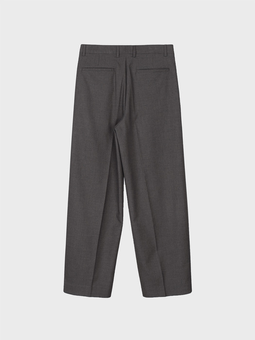 WOOL BLEND TWO TUCK WIDE SLACKS_DARK BROWN