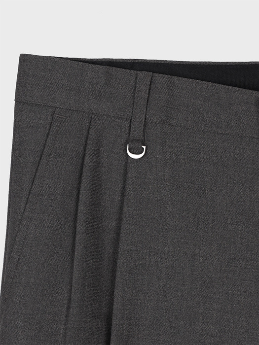 WOOL BLEND TWO TUCK WIDE SLACKS_DARK BROWN