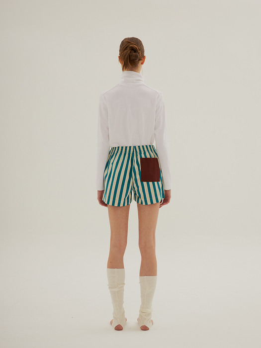 (W) Therapist PJ Shorts, Turquoise Striped