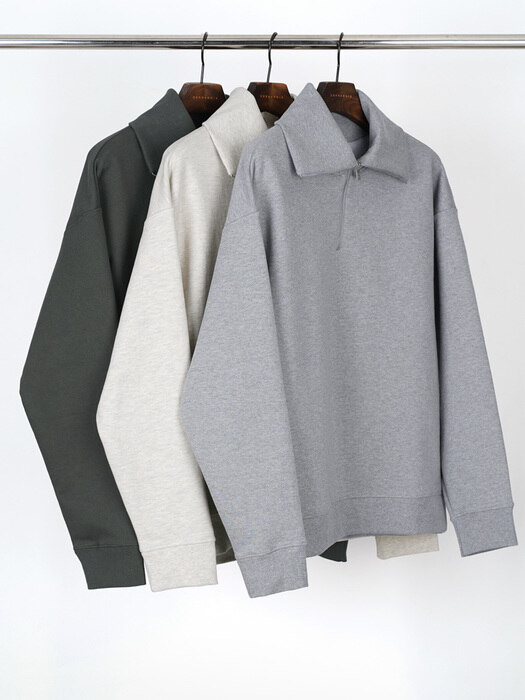 HIGH NECK ZIP-UP SWEAT SHIRT_GREY