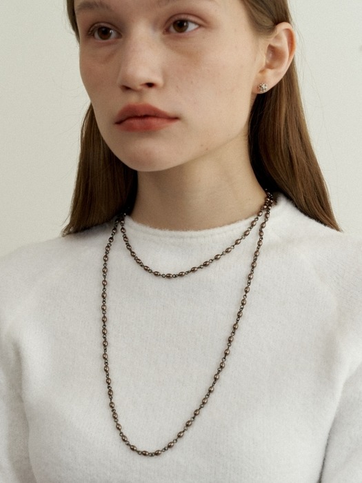 [2 SET] Gray Pearl Long Necklace