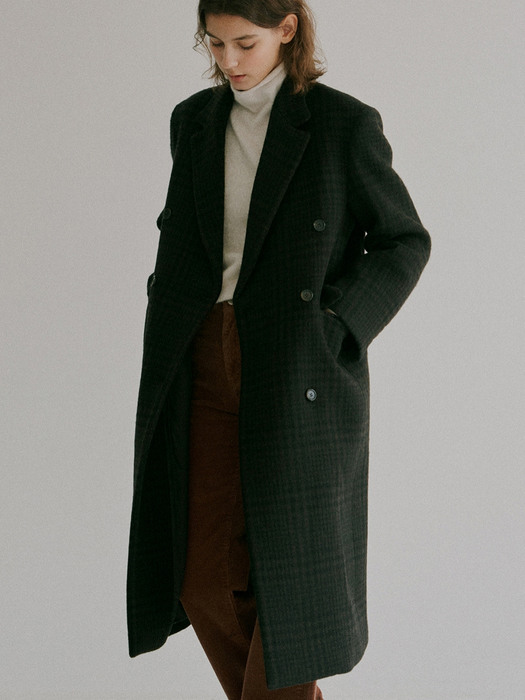 brown check double coat (brown check)