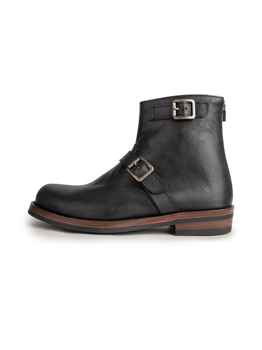 BLACK LEATHER ENGINEER BOOTS