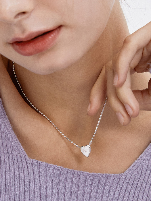 타티아나](SILVER925) Mother of pearl Heart Necklace NZ2037