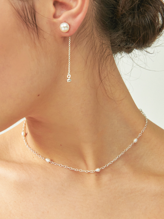 Fresh-water-pearl Etoile Silver Necklace In412 [Silver]