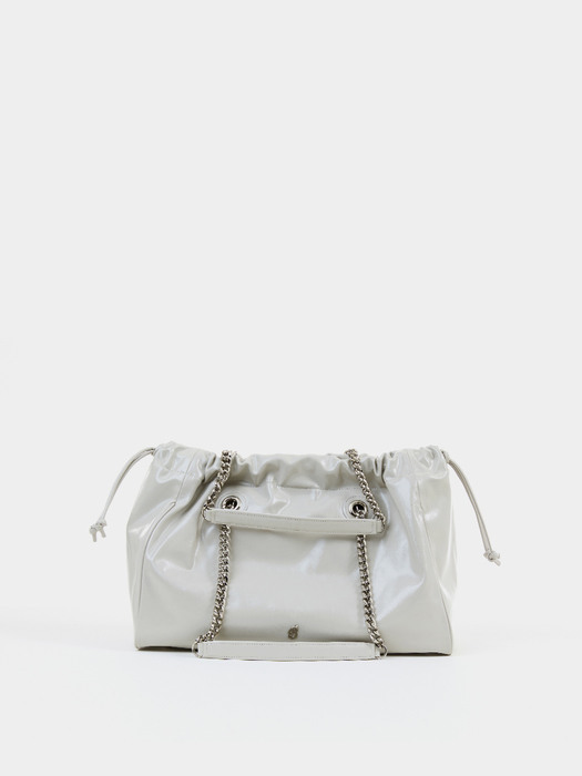 CH. SQUARE TRAWSTRING BAG, LIGHT GRAY