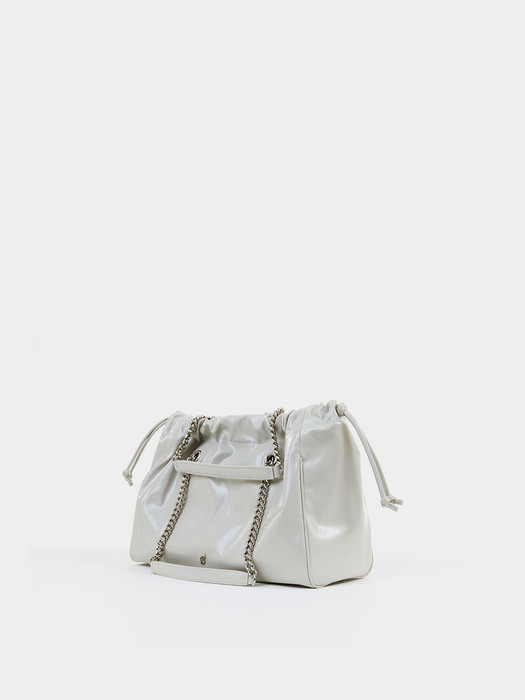 CH. SQUARE TRAWSTRING BAG, LIGHT GRAY