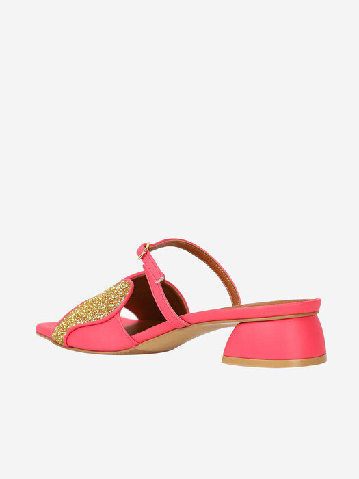 HeartQueen Square Mule _ Pink/Gold