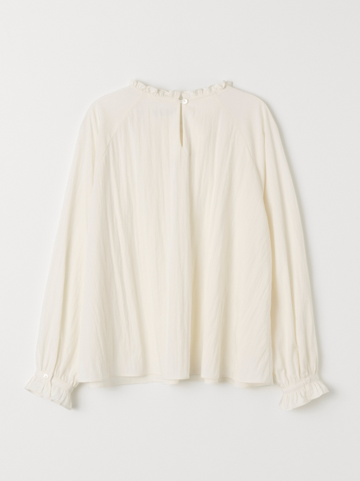 CUT-OUT RIBBON POINT BLOUSE_IVORY