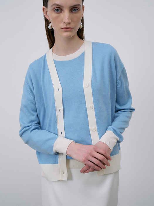Summer wool 100 cardigan-Blue