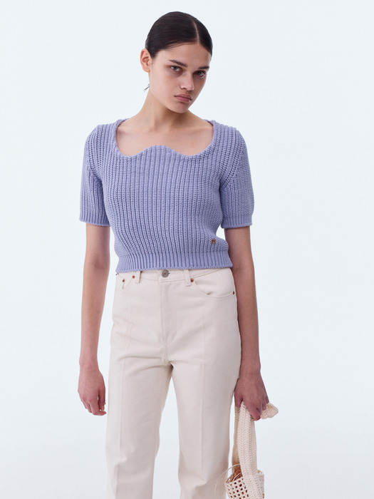 SIGNATURE SCOOP NECK CHUNKY KNIT (LILAC)