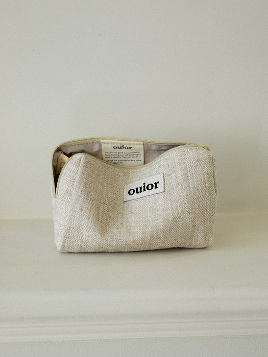 ouior everyday pouch - herringbone beige