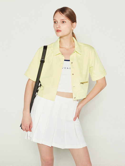 CROP WOVEN JACKET (LIME)