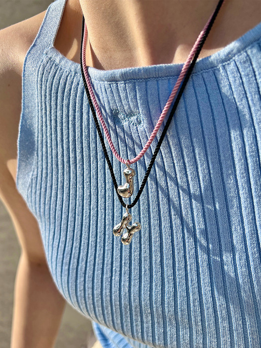 Flow Initial String Necklace (2color)