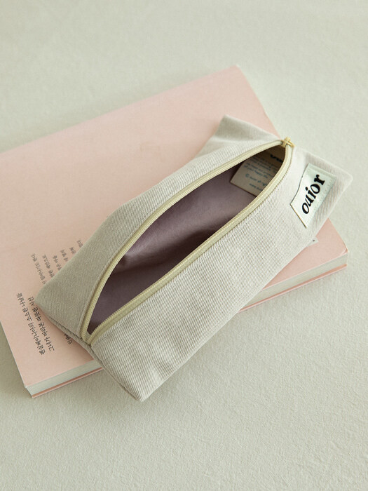 ouior flat pencil case - milk tea (middle zipper)