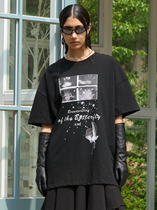 유니섹스 서브젝 프린팅 티셔츠 (BLACK)