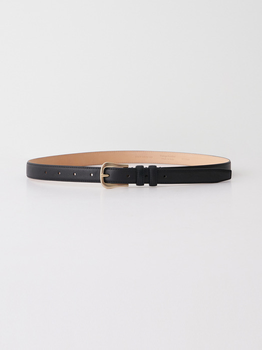 Vintage embo stitch leather belt_BLACK