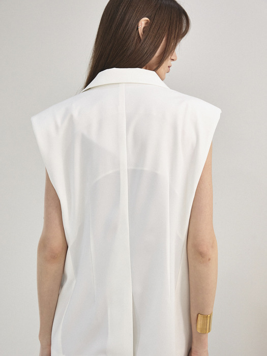 Oversized Double-Breasted Vest Ivory