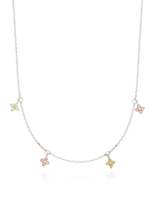 blooming flower cubic necklace