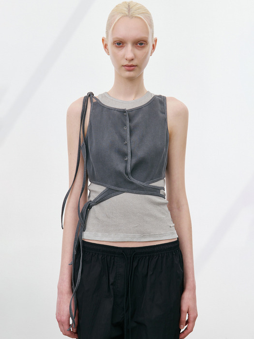 TWISTED CROP TOP, CHARCOAL