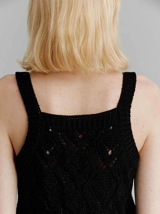 Crochet Sleeveless Knit(Black)