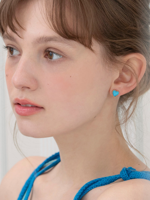 blue mini heart earrings
