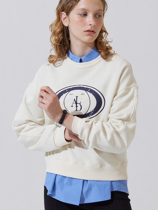 ALD space logo embroidery sweat shirts - creambeige