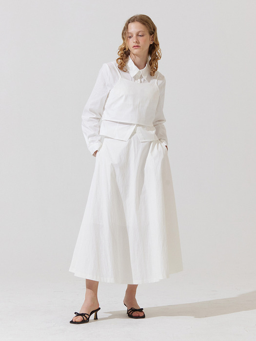 Tale flare A line long skirt - white