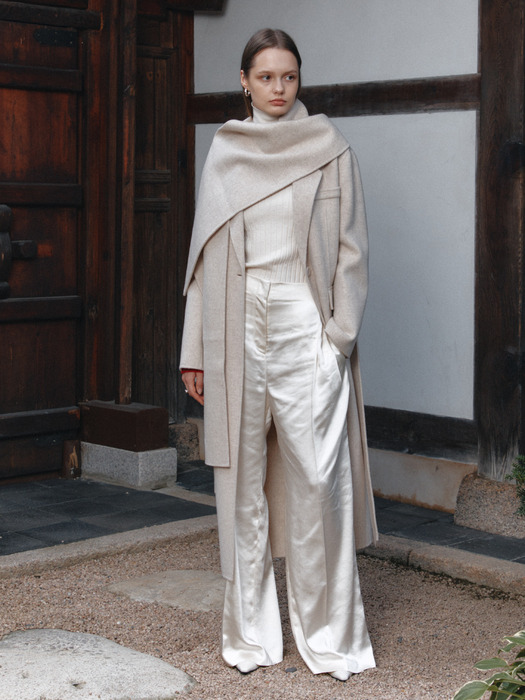 HADID Tailored Cashmere Blended Handmade Coat_Oatemeal