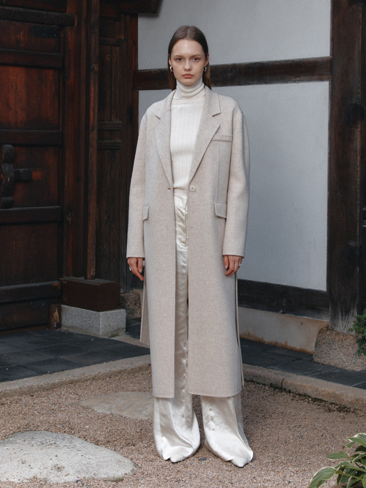 HADID Tailored Cashmere Blended Handmade Coat_Oatemeal