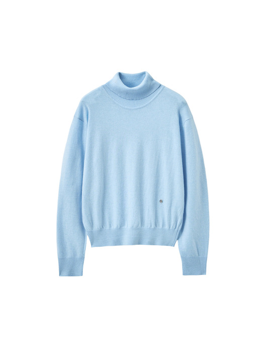 UNISEX, Finger Hole Turtle Neck Knit / Sky