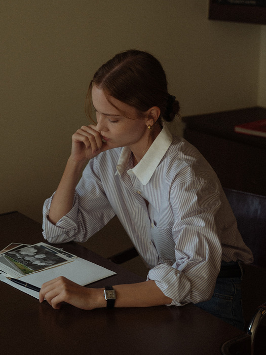 Coloring collar stripe shirt_Purple