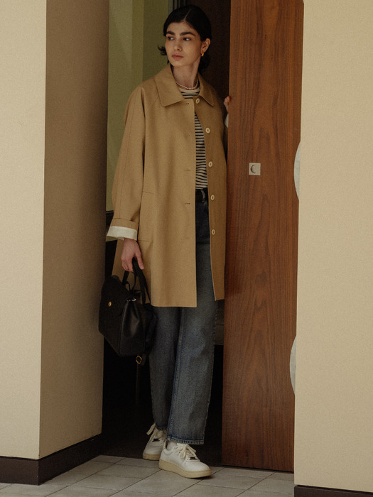 Stitch raglan trench coat_Dark beige