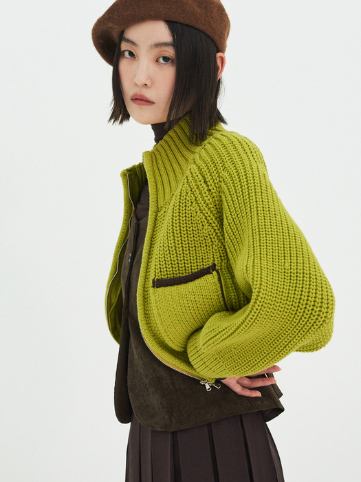 Lupe Knit Zip-Up (Olive)