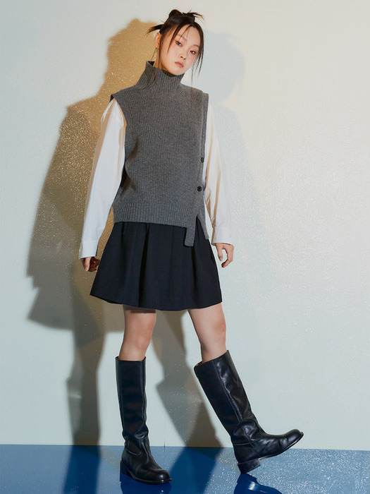 Wool Volume Mini Skirt  Black (KE3X27M025)