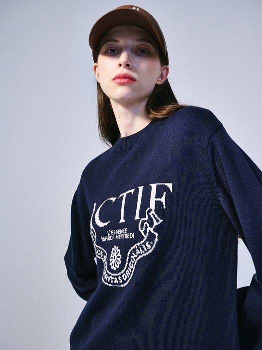 ACTIF CLASSIQUE KNIT PULLOVER_NAVY IVORY