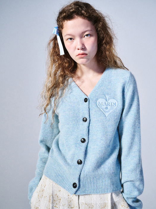 RACCOON BLENDED CARDIGAN V NECK SPADE_MINT