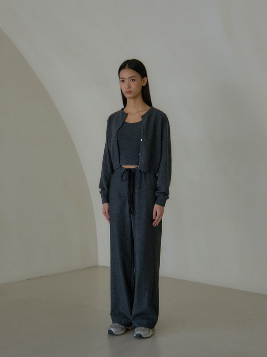 Wool string pants (charcoal)