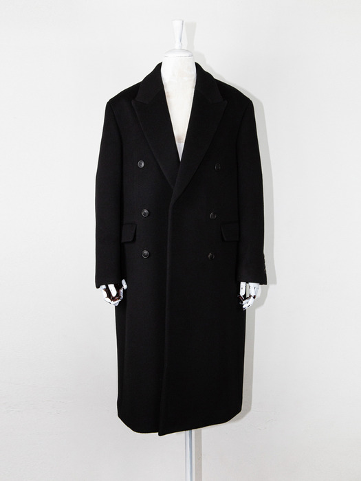 CASHMERE-WOOL DOUBLE BREASTED COAT BLACK