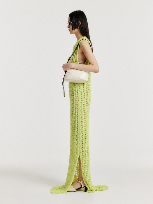 YIONY Maxi Cable Knit Dress - Yellow Green