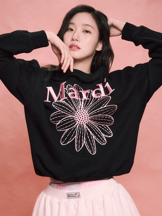 SWEATSHIRT FLOWERMARDI NEEDLEWORK_BLACK PINK