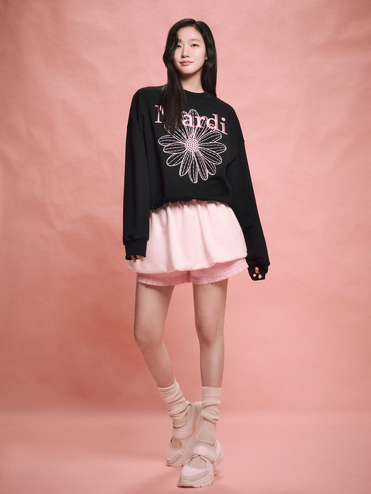 SWEATSHIRT FLOWERMARDI NEEDLEWORK_BLACK PINK