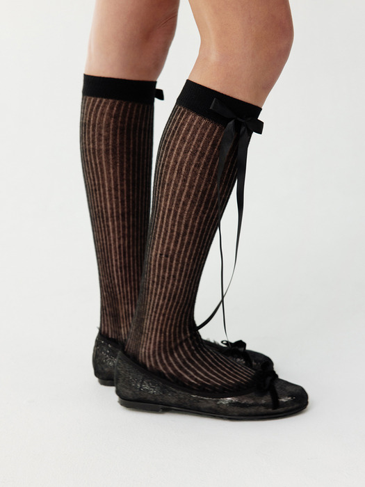 LONG RIBBON SEE-THROUGH KNEE SOCKS_TT4S706BK