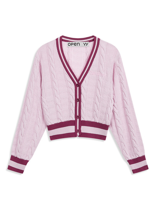 HEART&CABLE CARDIGAN, PINK