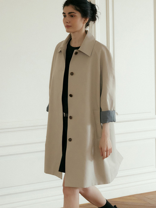 comos 1084 single half trench coat (beige)