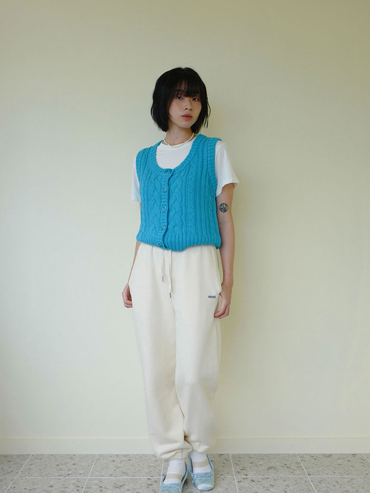 moui Grandma knit vest (Italy cotton-SEA BLUE)