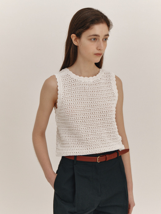 Crochet Knit Vest(White)