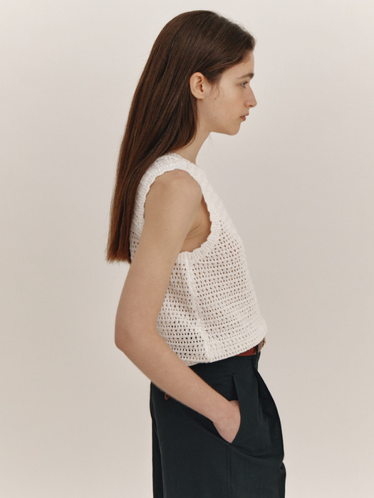 Crochet Knit Vest(White)