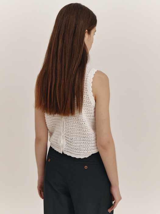 Crochet Knit Vest(White)