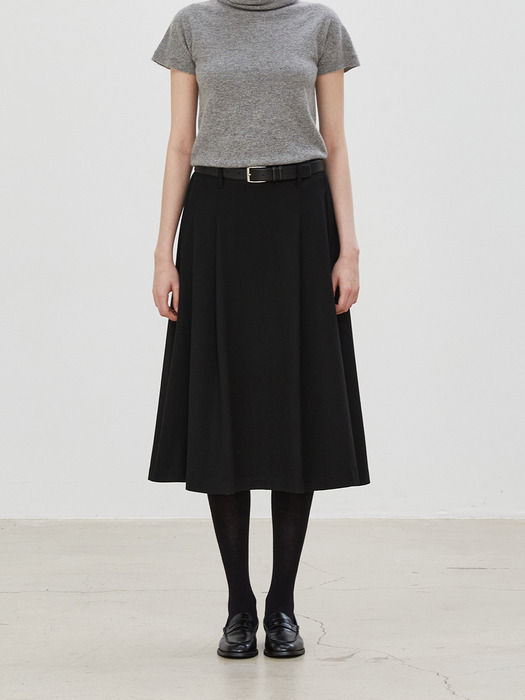 BALMY WOOL SKIRT - BLACK